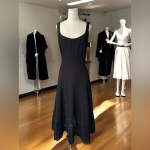 Carmen Marc Valvo Sleeveless Fit and Flare   Black Lace trim - Elegant Dress